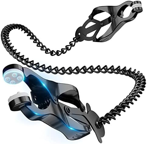 Stainless Steel, Dovelo Nipple Clamp With Chain And Buffer Bump Silicone Pad, Body Restraints Bdsm Sex Toy For Women & Couples