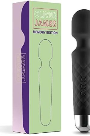 Oliver James Personal Wand Massager With Memory Function - Rechargeable Personal Massager For Women, 20 Vibration Patterns And 8 Speeds For Full Body Relaxation And Muscle Tension Relief, Black