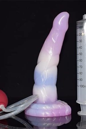 Realistic Ejaculating Squirting Dildo With Suction Cup, Knotted Dildos With Balls, Silicone Animal Dildo, Flexible Huge Dildo, Anal Dildo Adult Sex Toys (Light Purple)