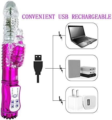 Leseox Thrusting Rabbit Vibrator With 360°Rotation, 12 Vibration Modes Realistic Dildo For G-Spot Clitoris Nipple Vagina Anal Stimulation, Waterproof And Rechargeable, Adult Sex Toys For Women Couples - Image 3