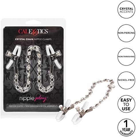Calexotics Exotics Novelties Nipple Play Crystal Chain Nipple Clamps Se-2617-05-2 Black 1 Count - Image 3