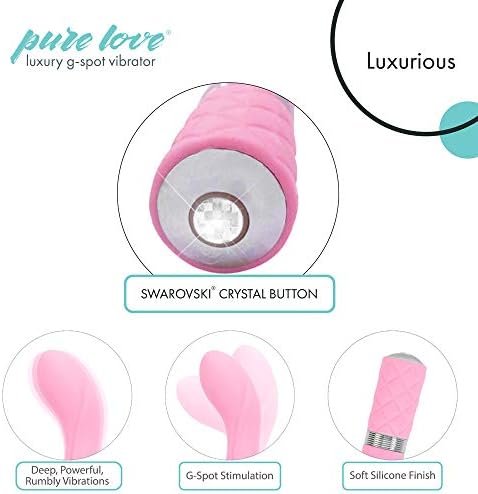 Pure Love Silicone G-Spot Vibrator Teal, Rechargeable And Multi Speed With Swarovski Crystal Button, Pretty Quilted Vibrator - Image 2