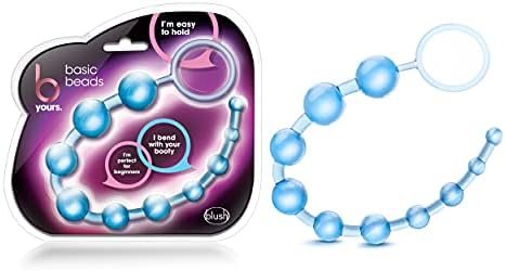 Blush Basic Beads - 12 Inch Non Porous Body Safe Anal Beads - Smooth And Seamless - Graduated Beads Up To 1" Maximum Width - Beginners Anal Play Sex Toys For Women Couples - Clear Blue