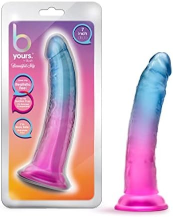 Blush B Yours Beautiful Sky - 7 Inch Length 1.5 Inches Width Realistic Feel Dildo - Sturdy Suction Cup Base And Harness Compatible - Gradient Design - Perfect For Beginners - Sex Toy For Him Her