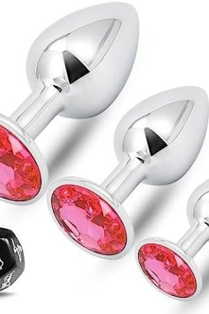 Luxury Anal Butt Plug Kit Metal Threads Anal Beads Fetish Anal Trainer Expanding Butt Sex Love Toys 5 Graduated Balls Design With Pink Jewelry Base For Men Women Couples (Threaded)
