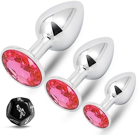 Luxury Anal Butt Plug Kit Metal Threads Anal Beads Fetish Anal Trainer Expanding Butt Sex Love Toys 5 Graduated Balls Design With Pink Jewelry Base For Men Women Couples (Threaded)