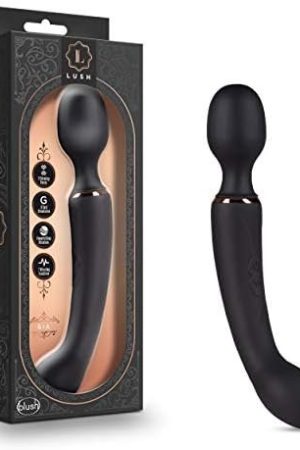 Blush Gia - Double Ended Vibrating Wand Massager G Spot Vibrator - Powerful Dual Motors - 7 Unique Vibrating Functions - Silicone With A Smooth Satiny Feel - Usb Rechargeable - Black