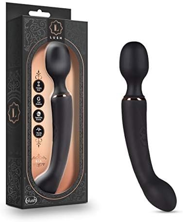 Blush Gia - Double Ended Vibrating Wand Massager G Spot Vibrator - Powerful Dual Motors - 7 Unique Vibrating Functions - Silicone With A Smooth Satiny Feel - Usb Rechargeable - Black