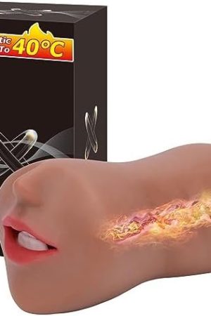 Male Masturbator Hot Mouth Airplane Cups Deep Throat Oral Pleasure Dual Vibrators Simulator Heating Pocket Pussy 7 Vibration Modes Tpe Material 1.6Lb Adult Sex Toys…
