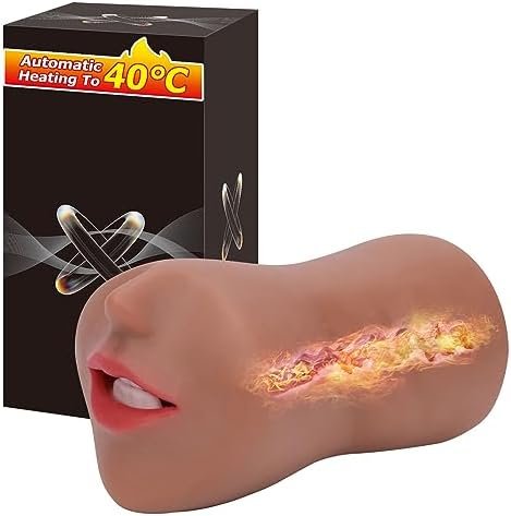 Male Masturbator Hot Mouth Airplane Cups Deep Throat Oral Pleasure Dual Vibrators Simulator Heating Pocket Pussy 7 Vibration Modes Tpe Material 1.6Lb Adult Sex Toys…
