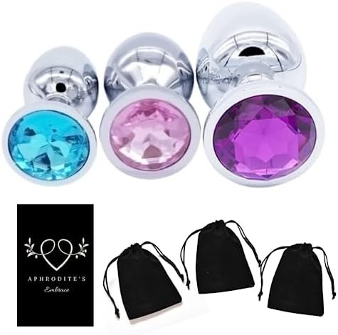 Aphrodite'S Embrace 3 Pc Butt Plugs Set- Stainless Steel Metal Jewel Anal Sex Toys - Image 2