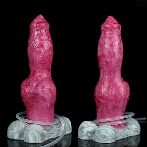 Big Size Multi Color Silicone Made Artificial Dog Wolf Dildo Squirting Dildo For Women Couple Soft Animal Style With Large Knot Knotty (Red+Pink+Grey) - Image 2