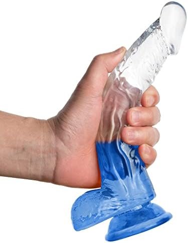Realistic Jelly Dildo With Suction Cup, Romi Transparent G-Spot Dildo For Female Vaginal Stimulator Male Prostate Massage (Translucent Semi Blue) - Image 3
