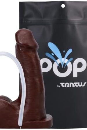 Pop Squirting Packer By Tantus | Adult Sex Toys For CoupleโS Play, Recreates Ejaculation, Sexual Pleasure Tools For Women & Men | Body Safe Silicone Dildo Adult Toys - Espresso (Bagged)