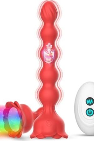 Anal Beads Anal Plug Vibrator - Remote Control Vibrating Butt Plug With Flashing Light Up Rose Base, Prostate Massager For Men With 10 Vibrations Adult Toy, Sex Toys For Men Her Pleasure