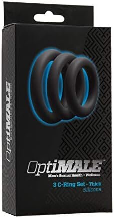 Doc Johnson Optimale - Thin 3 C-Ring Set - Stretchy Silicone - Black - Image 2
