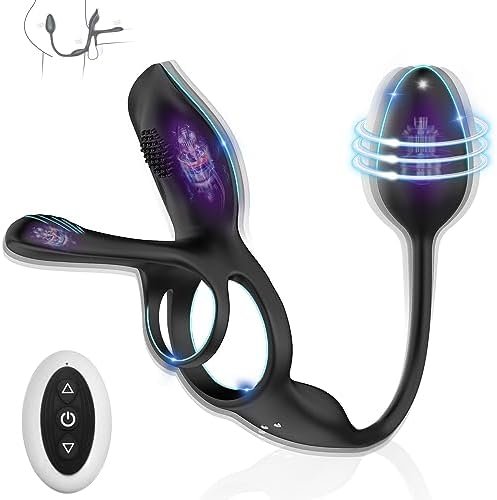 Vibrator For Couple, 3 In 1 Penis Ring & Anal Plug Vibrators Sex Toys With 10 Vibration Patterns, Remote Control Adult Toys For Men, Vibrating Butt Plug Male Sex Toys For Men