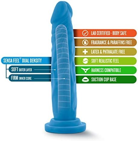 Blush Neo - 7 .5 Inch Sensa Feel Dual Density Realistic Dildo - Ultra Soft Lifelike 1.5" Slim - Strapon Compatible Suction Cup For Hands Free Fun - Try Pegging - Sex Toy For Women Men Couples - Blue - Image 2