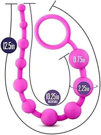 Blush Luxe Silicone 10 Beads - Silky Smooth Ultrasilk - Puria Platinum Silicone - Beginners Anal Beads -12.5" Long With Sturdy Pull Handle - Luxury Adult Sex Toy For Men Women Couples Play - Black - Image 3