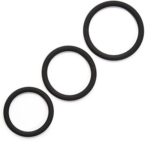Lovehoney Get Hard Triple Cock Ring Set - Stretchy Silicone Penis Rings - 3 Sizes - Waterproof - Black