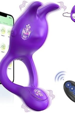 Vibrating Cock Ring Sex Toys - Silicone Penis Ring Vibrator With 9 Vibration Modes, Adjustable App Remote Control Rabbit Male Sex Toy For Men And Couples