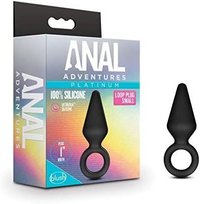 Blush Anal Adventures Platinum Ultrasilk Silicone Retrieval Ring - Small Beginners Training 3 Inch Butt Plug Adult Toy - Latex And Phthalate Free - Sex Toys For Women Men Couples - Black