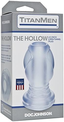 Doc Johnson Titanmen - The Hollow - 4.5 Inch Hollow Tunnel Plug With 8.15 Inch Girth - Flared Safety Base - Dual-Textured Finish - Butt Plug - Clear - Image 2