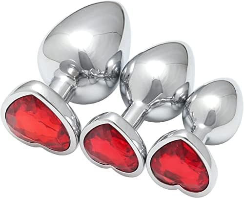 Butt Plugs Anal Plug Toys Heart-Shaped Waterproof Stainless Steel Expanding Anal Plug Trainer Set Sex Toy For Men Women Couples