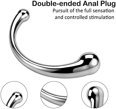 G-Spot Dildo,Xinbale Stainless Steel Curved Dual Ended Dildo, G-Spot P-Spot Stimulator For Anal Play Prostate Massage Masturbation Sex Toy For Couple - Image 3