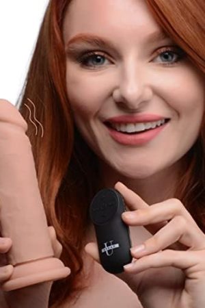 Power Player 28X Vibrating Silicone Dildo With Remote - Light