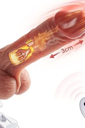 Black Realistic Thrusting Dildo Vibrator With Handle And Sucker, Telescopic Vibrating Penis With Heating And 10 Vibrations For G-Spot Anal Stimulation, Automatic Dildo Machine Sex Toy For Woman