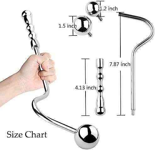 Stainless Steel Anal Plug, Anal Hook With 2 Balls Metal Butt Plug Sex Toys, Handheld Anal Probe, Meyila Anal Hook Graduated Bead Design Bedroom Bdsm Toys For Women Man Couple Gay Lesbian - Image 2
