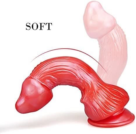 Women'S Big Anal Dragon Dildo With Curved Shaft, 9 Inch Xl Large Monster Thick Penis With Suction Cup For Hands-Free Play Men Gay Prostate Fat Fantasy Dildo Red - Image 3