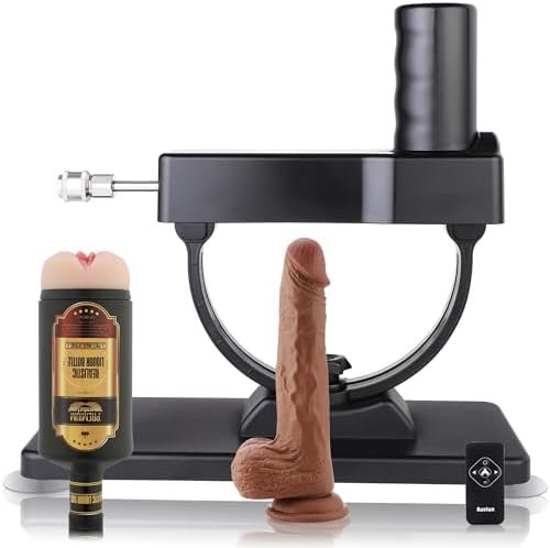 Sex Machine Device For Male Or Female, Auto Thrusting Love Machine Dildo And Realistic Male Masturbator With Ezfunlok Connector Attachments Hands-Free Machine Realistic Dildo