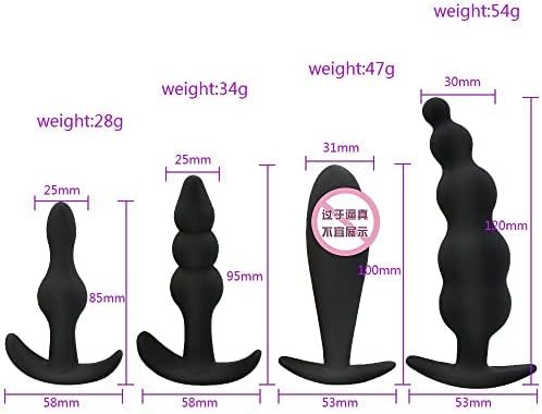 Erun 4Pcs Silicone Anal Beads Butt Plugs,Anal Trainer With 4 Different Commodity,Anal Training Sets For Beginners Advanced Users,Pack Of 4 Prostate Adult Sex Toys - Image 2