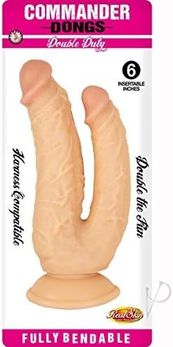 Commander Dongs Double Duty Dildo 6 Insertable Inches- Beige
