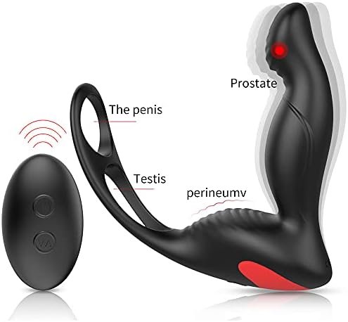 3-In-1 Remote Control Prostate Massager Vibrator With Penis Ring And Ball Loop, 9 Speeds Rechargeable Anal Sex Toy Waterproof G-Spot Vibrating Stimulator For Men Women Couple Black - Image 2