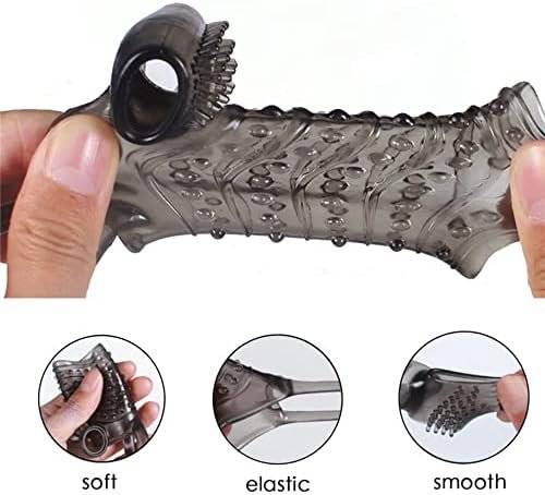 Reusable Penis Sleeve With Vibrator Ring Penis Sleeve - G-Spot Vibrator & Free Batteries Adult Sex Toy Bobbled Cock Black - Image 3