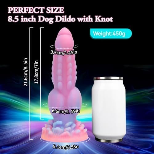 Realistic Dog Dildo, 8.5Inch Fantasy Monster Dildos With Knot Luminous Silicone Thick Pink Dildo Anal Toy With Suction Cup For Women Men Couple Strap On Play - Image 2