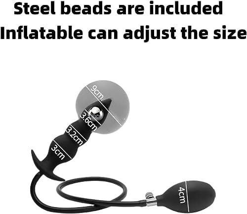 Silicone Inflatable Anal Beads Butt Plug Silicone Anal Plug Grade(Steel Ball Included) For Male Female And Beginners Adult Sex Toys - Image 3
