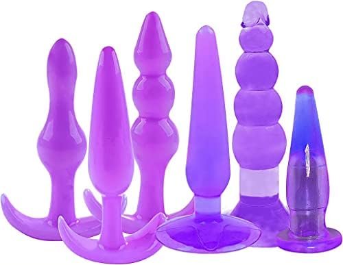 7 Sins Toys Silicone Butt Plug Set Purple 6Pcs Anal Trainer Kit For Comfortable Long-Term Wear For Beginners Women And Men