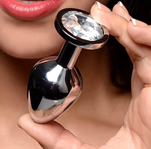 Lynx Aluminum Alloy Clear Gem Anal Plug - Medium - Image 3