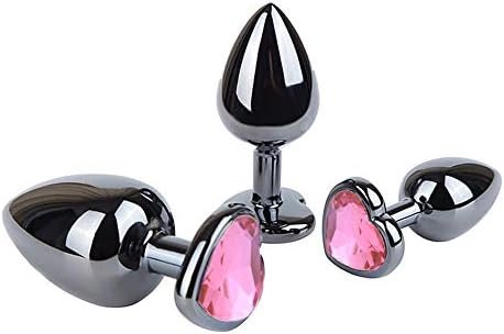 3Pcs Anal Plugs, Stainless Steel Butt Plug Heart Shaped Jewelry Anal Trainer Sets Personal Massager For Unisex Masturbation Sex Factory (Pink)