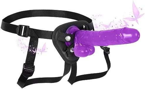 Asnoknae Adjustable Strap On Dildo, Wearable Realistic Harness 8.9Inch Soft Big Silicone Dildos Adult Sex Toy For Couples' Pegging, Lesbian, Gay, And Female Pleasure, Purple
