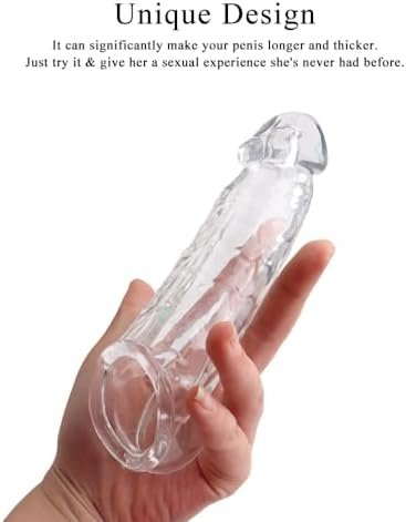Reusable Penis Enlargement Cock Sleeve,Penis Extender Thicken Cock Ring Sleeve, Clear Penis Enlarger For Couples Sex Toys For Men, Penis Extension For Prolonged Erection - Image 2