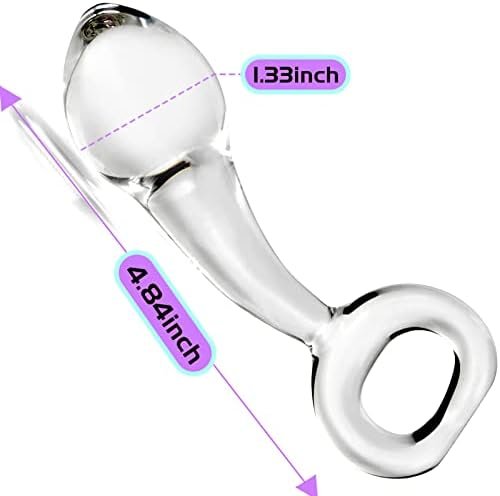 Glass Butt Plug With Pull Loop Anal Plug Prostate Massager With Long Neck And Tapered Head Fetish Anal Dilator Masturbation Sex Toy For Men Women, 4.84 X 1.33 Inch Tjijp Transparent - Image 2