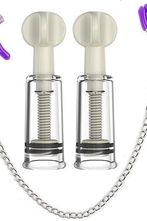 Nipple Suckers Whit Nipple Clamps With Adjustable Pressure Breast Clamps Stainless Steel Non Piercing Nipple Rings Decorative Clip Adult For Women Men Sex Toys(Purple)
