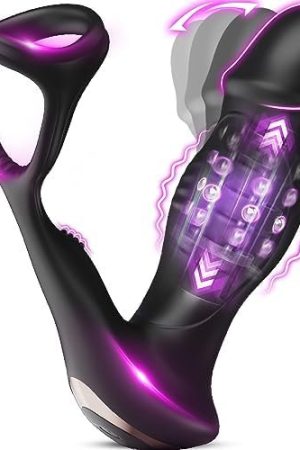 Wiggling Anal Vibrator Prostate Massager With Cock Ring, 9 Swing Thrusting & Vibrating Remote Control Anal Plug Dildo Shaped, Adult Male Sex Toys For Beginner&Advanced Player Gay Toy For Men Couples