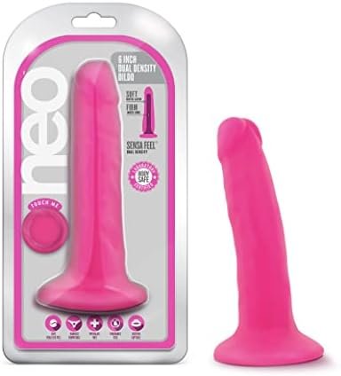 Blush Neo Sensa Feel Dual Density Super Soft Squishy 6 Inch Cup Realistic Suction Cup Dildo - Neon Pink