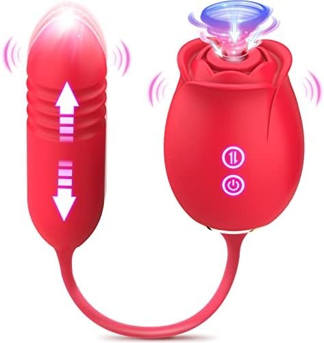 Sucking Sex Toys For Women - Rose Vibrator With Dildo Adult Toys, Sex Stimulator Sucker With 9 Sucking & 9 Thrusting G Spot Vibrators Clitoral Nipple Toys For Womens Sex